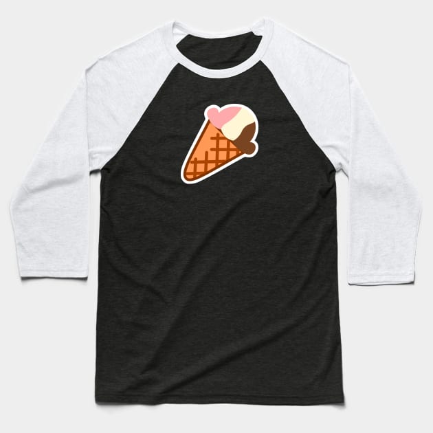 Chocolate Strawberry Vanilla Neapolitan Dessert Ice Cream Baseball T-Shirt by CrocoWulfo